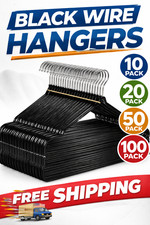 Black Metal Wire Hangers Non-Slip PVC Coated Slim Space Saving Clothes Rack