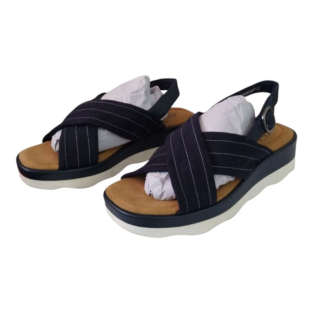 Clarks Collezione Zeppe Fascia Croce Clara Cove Navy Donna 9W Comfort