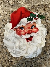 Vtg 1960s JOLLY Santa Claus Die Cut Christmas Decoration Cardboard CARRINGTON