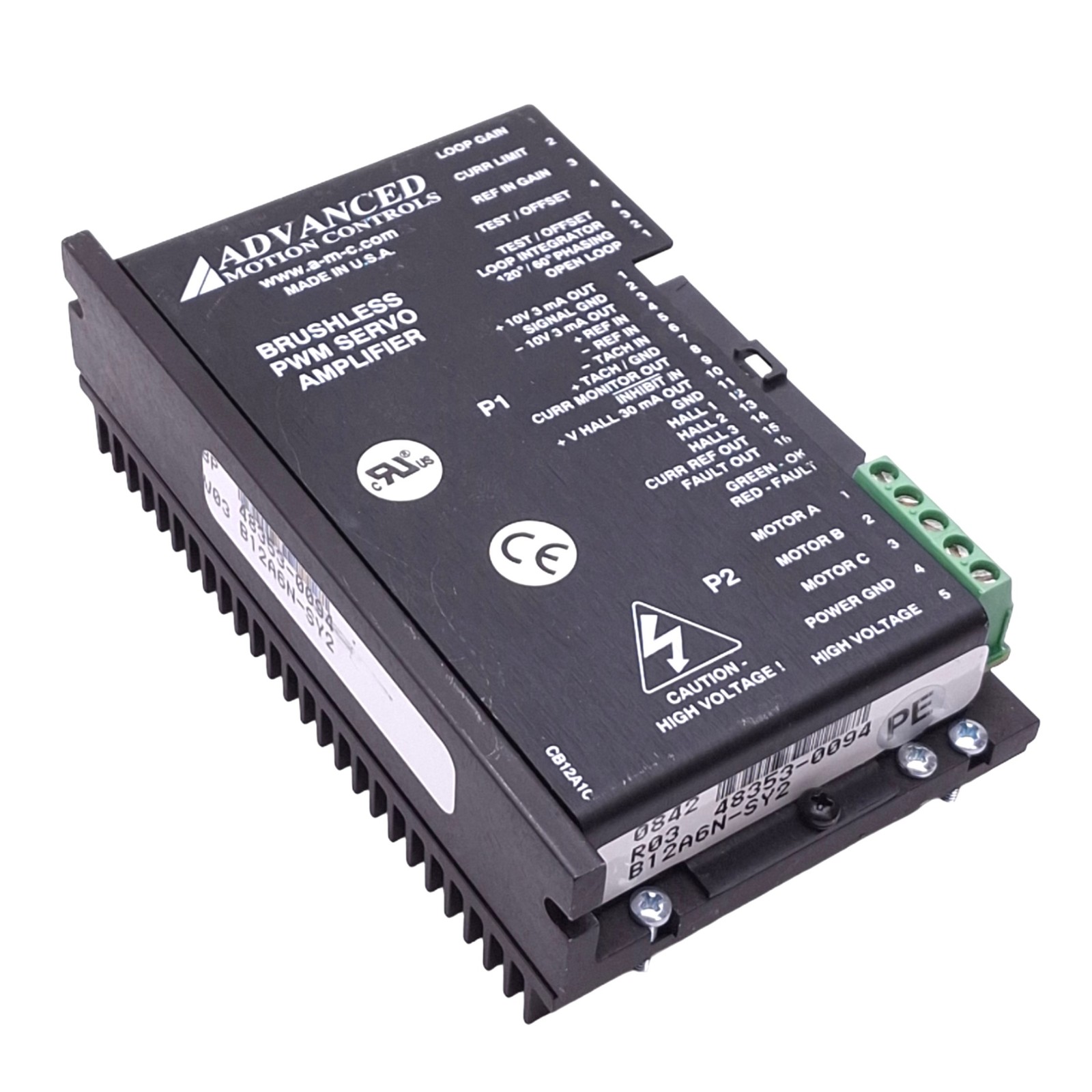 Advanced Motion Controls B12A6N-SY2 Brushless PWM Servo Amplifier, 20-60VDC