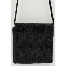 VTG Walborg Black Geometric Glass Beaded Evening Cocktail Bag Made in Korea