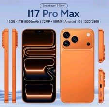 I 17 Pro Max 5G Smartphone with 90Hz HDDisplay 108M RearCamera 16GB+1TB Orange 