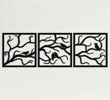 DEKADRON Metal Wall Art, Birds on Branch 3 Pieces, Tree Wall Art, Tree Sign, ...
