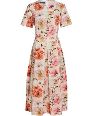 Highmoor Halbarm-Kleid mit Rosendruck midi Etuikleider|Midikleider