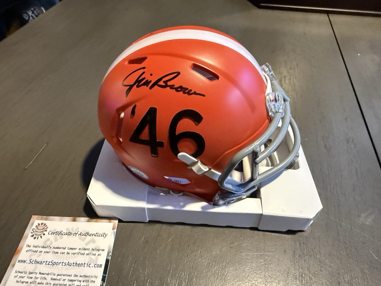 Jim Brown Autographed Signed Cleveland Browns Mini Helmet Schwartz Sports 
