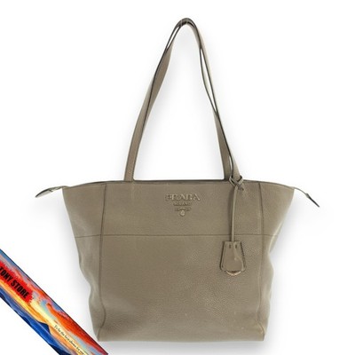 Prada Argilla Leather Tote Bag Classic Design Clean Styling