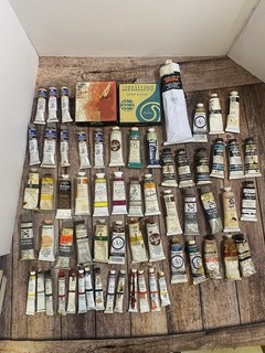 Vtg Artist Oil Paint Lot 50 Tubes Grumbacher Shiva W&N Bellini Manganese