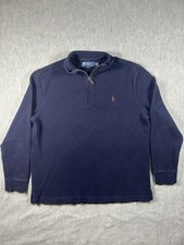 VTG Polo Ralph Lauren Men's Quarter Zip Pullover Sweater Navy Blue Size L