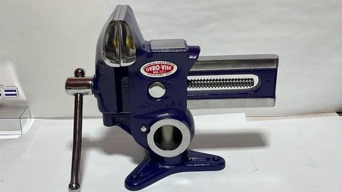 RESTORED Blue Vintage Columbian Gyro Vise 3 1/2 Smooth Jaw Bench Vise USA