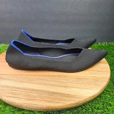 Rothys The Point Flat Womens 9 Black Pointed Knit Travel Shoe Slip On Comfort