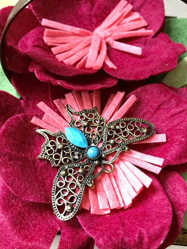 1940s 1950s novelty floral butterfly box purse / 40s refashioned Art Deco purse - Image 4 of 4