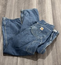 Carhartt FR Carpenter Jeans Mens 34x31 Blue Denim Straight Pants CAT 2 290-83