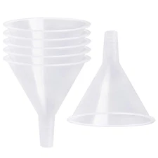 6 Pack Clear Plastic Funnels 4.6 Inch Long Spout Multi Purpose Lab Bottle