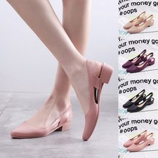 Women's Slingbacks Block Low Heel Sandals Slip On Pointed Toe Pumps Jelly Shoes