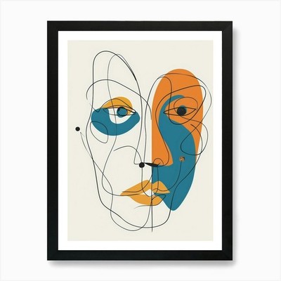Gesicht - Zeichnung Kunstdruck gerahmt Wandbild Poster Leinwanddruck Bild