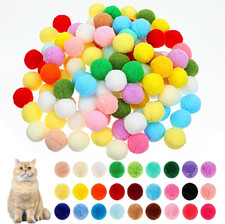 100 Pcs Cat Toy Balls, 1 Inch Colorful Cat Pom Pom Ball Soft Plush Interactive