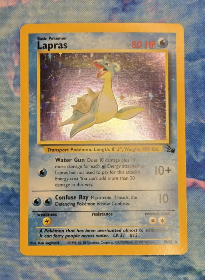 Lapras 10/62 Fossil Holo MP - WOTC English Pokemon TCG