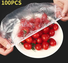 100PCS Reusable Elastic Food Covers: Plastic Wrap Bowl Lid Kitchen Saver - NEW