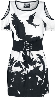 Vixxsin T-Shirt Damen Night Of The Crow Top schwarz/weiß Gothic, Rockwear