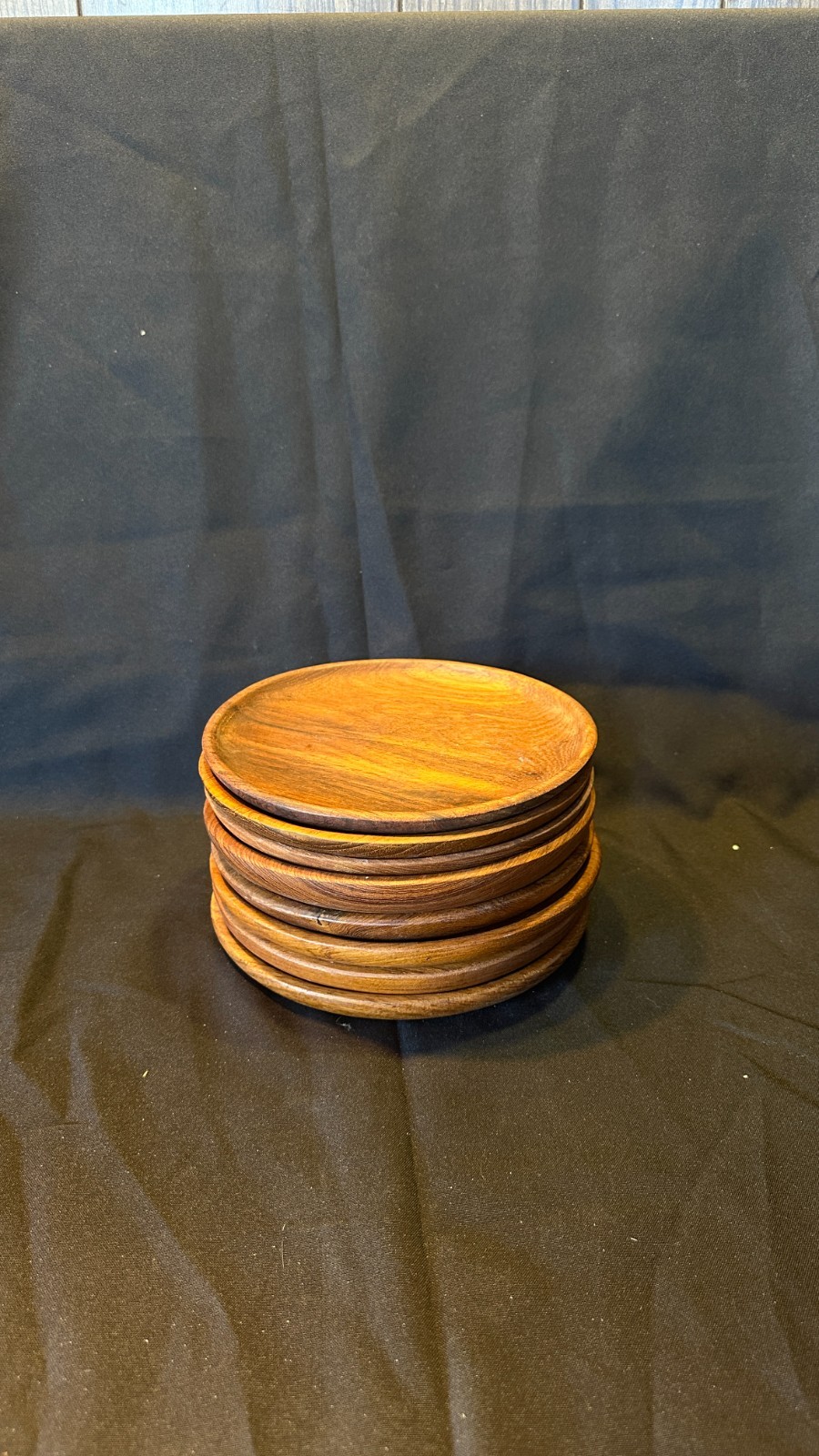 Vintage Hand-Carved teak Wooden Plates