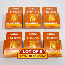 Trojan Charged Lubricated Condoms 6 packs of 3 Condoms 18 Condoms Total 07/2028