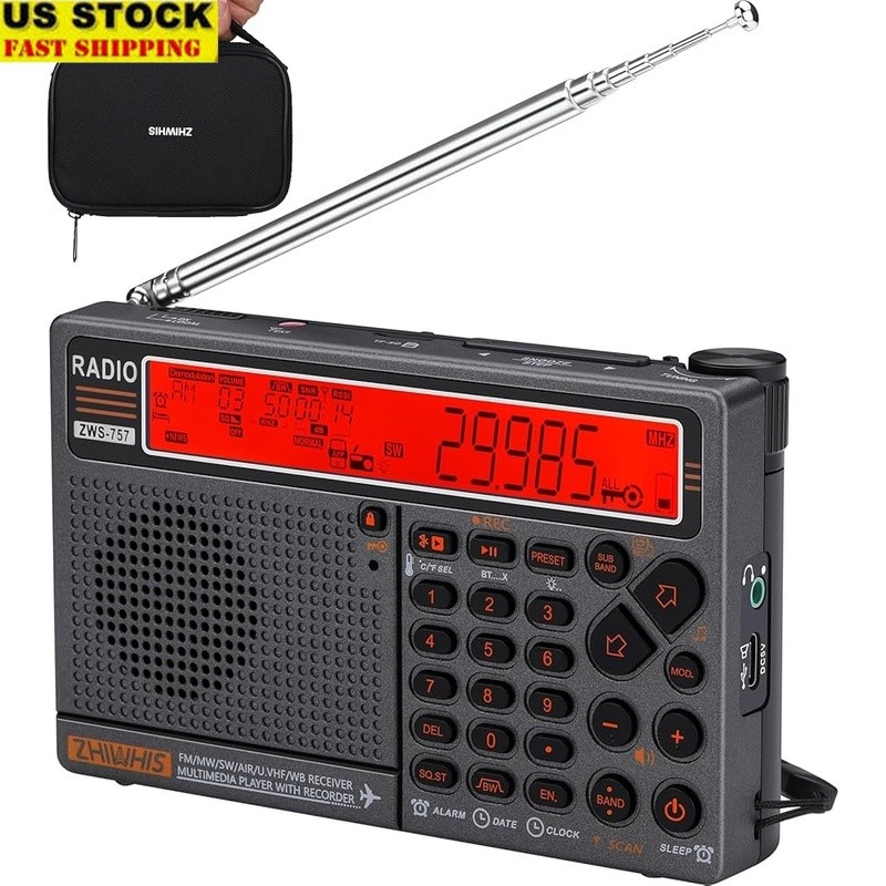7-Band Emergency Radio Bluetooth FM AM SW NOAA Alert Shortwave Portable Speaker
