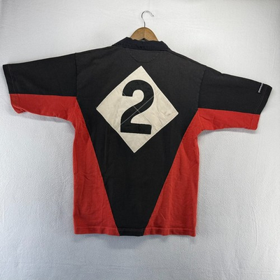 #ad Vintage Cincinnati University Rugby Shirt Men#x27;s XL Red Colorblock Big Patch 90s $59.83