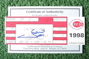 JD Drew Autographed 1st Home Run Sept. 9, 1998 Cincinnati Reds Ticket Stub w/COA
