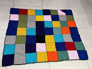 Blanket Throw Knitted Patch Work Blanket Hand Made approx 1115 x 130cm