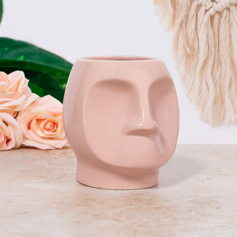 14cm Ceramic Nude Face Shape Plant Pot Flower Succulent Vase Artistic Decor