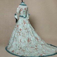 Women Medieval Lolita Dress Costume Flare Sleeve Square Neck Ball Gown Retro
