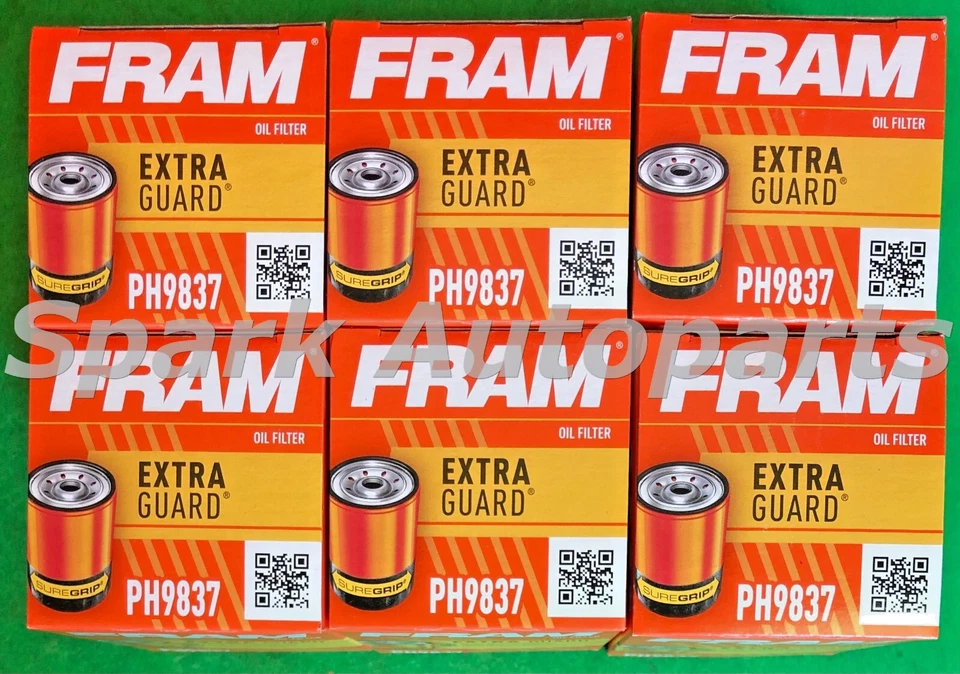 Estuche de 6 filtros de aceite de motor - protector adicional FRAM PH9837 para CHEVROLET, GMC, CADILLAC Foto 3 de 3