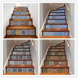 13x Vinyl 3D Stair Riser Decals Staircase Stickers Wall Tile Mural Self Adhesive