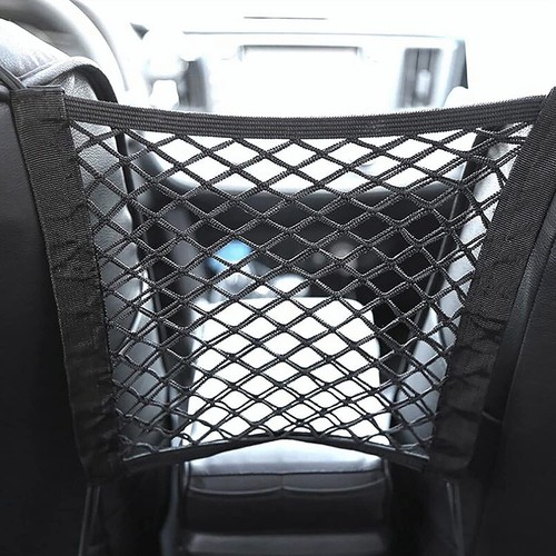 2 Layer Elastic Net Pocket Bag Between Car Seat Organizer Storage Mesh Holder - Bild 3 von 8
