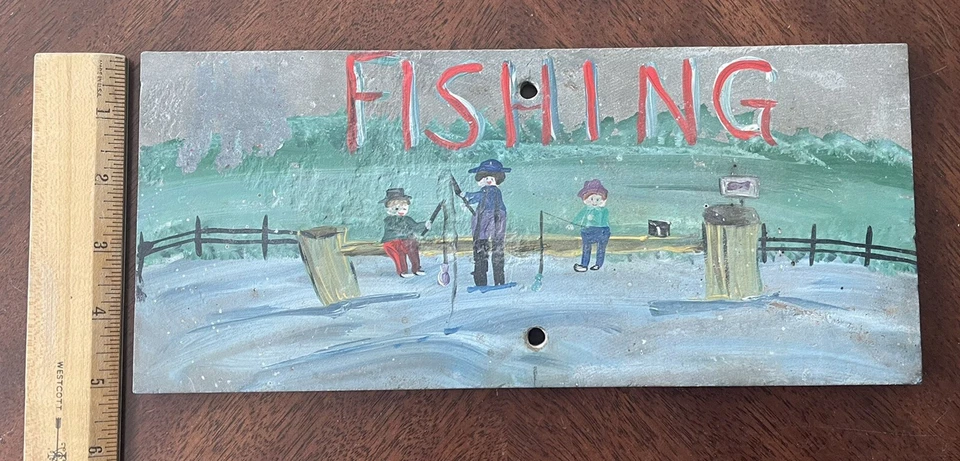 Letrero de pizarra de pesca pintado a mano para papá e hijos pesca (11,5 "x 5") regalo del día del padre Foto 4 de 4
