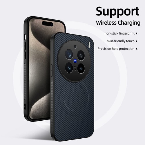 For ViVO X200 Pro, Luxury Business Carbon Fiber Magnetic Soft Rubber Cover Case - 第 12/14 張圖片