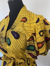 African Ankara 2pc yellow pant set multi S/M