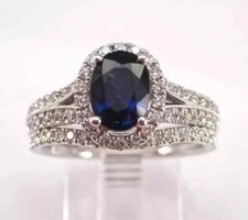 2Ct Oval Cut Lab Created Sapphire Bridal Set Wedding Ring 14K White Gold Plated