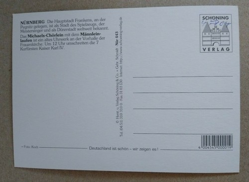 Printed Postcard - Nurnberg Germany - Mannleinlaufen - Picture 2 of 2