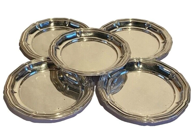 5 POSAVASOS WILHELM BINDER ALEMANIA VINTAGE 800 PLATA ART DECO REPOUSSÉ Foto 3 de 4