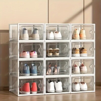 12PCS Shoe Storage Box Clear Stackable Shoe Container Sneaker Organizer XL