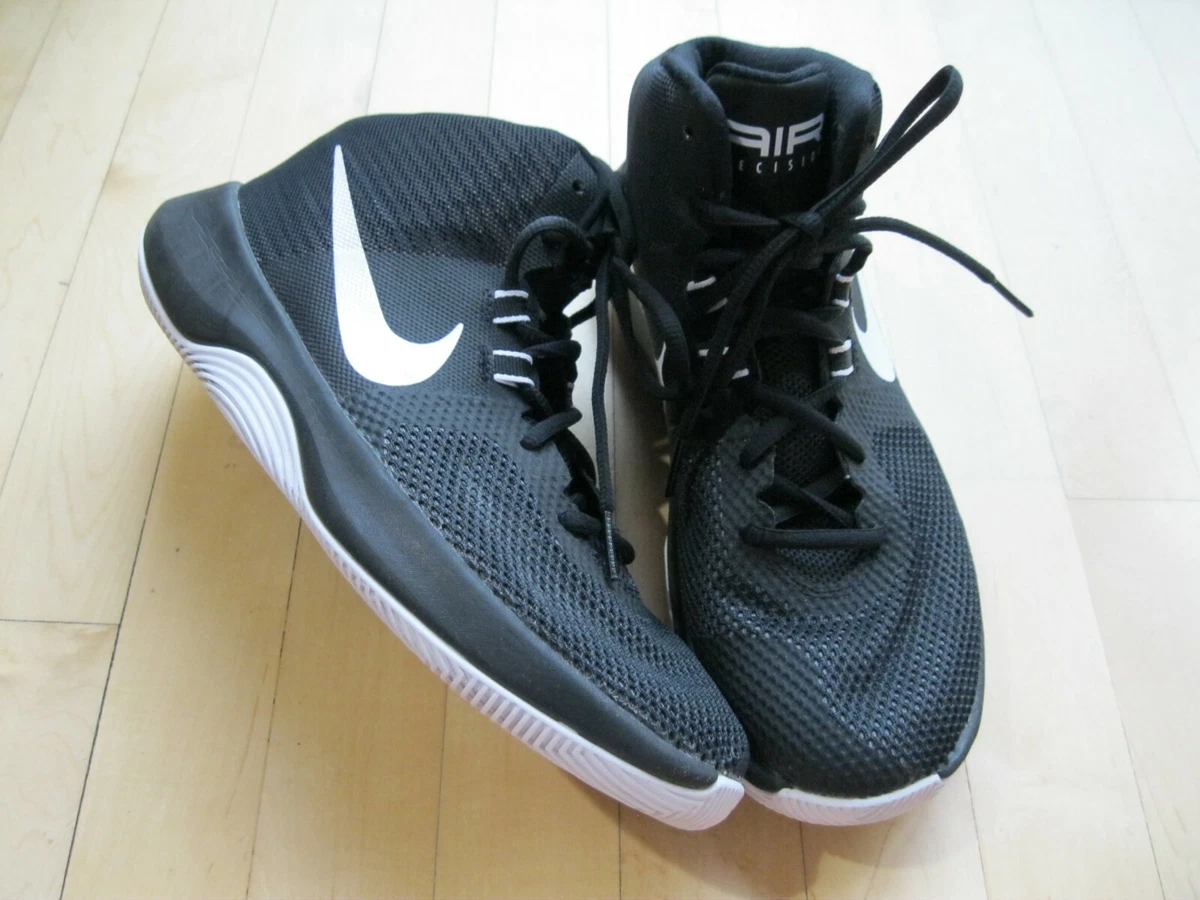 Nike Air Precision Mid Top Basketball Sneaker Shoe 898455 Black White Men 8