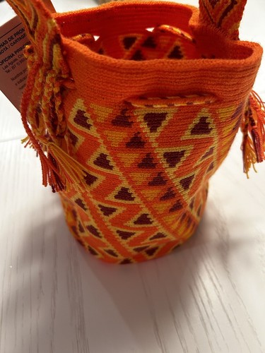 NWT Authentic Tejeduria Mochila Wayuu 100% Colombia Handmade Bag Orange Yellow - Picture 5 of 10