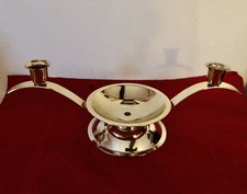 SHINY GOLD TONE METAL CANDLE HOLDER CENTER PIECE 12  CURVED DESIGN WEDDING