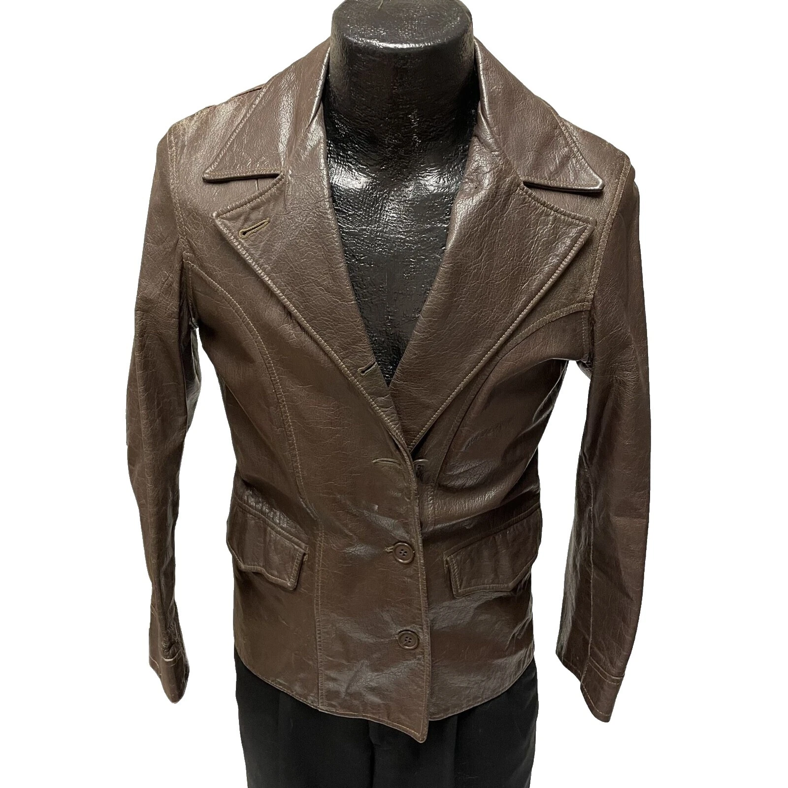 Cuero marrón 1950s Vintage abrigos, chaquetas y chalecos para Mujeres