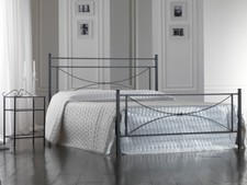 LETTO FERRO BATTUTO ROMENA PIAZZA E MEZZA NERO GRAFITE