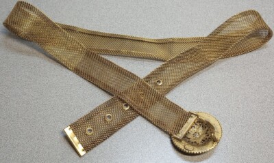 Vintage Gold Metal Mesh Belt Rosette Stone Buckle Todd Anthony