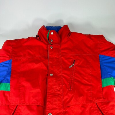 VTG Killy Ski Jacket Mens Red Tech Full Zip Siz 46 Button Colorful