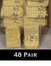CASE OF 48 PAIR Confetti Treads HOSPITAL NON-SKID NO SLIP SOCKS Yellow XL 90382