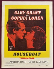 HOUSEBOAT POSTER 1958 CARY GRANT SOPHIA LOREN WINDOW CARD